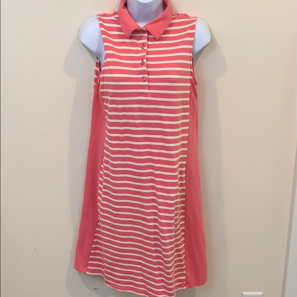 Lands' End Dresses & Skirts - Lands End Sleeveless Pink Stripe Polo Dress  Sz M